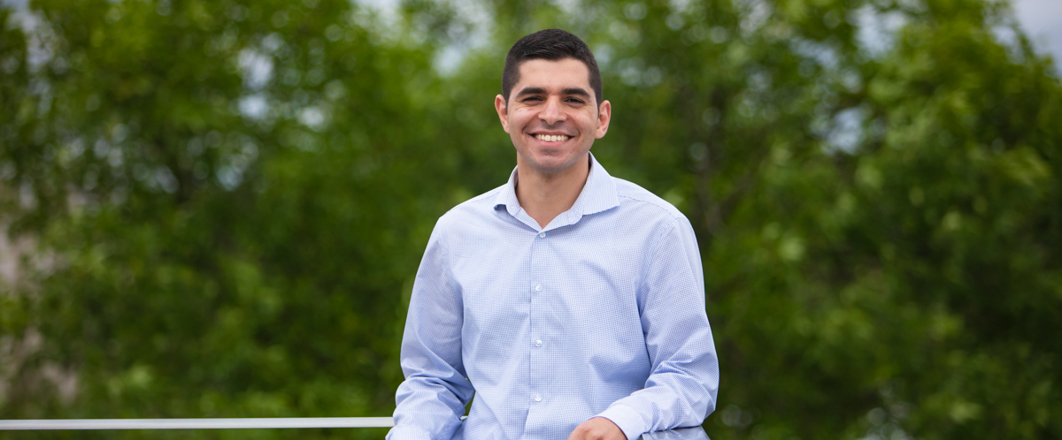 Portrait of Dr. Elsayed on the roof of the Engineering building