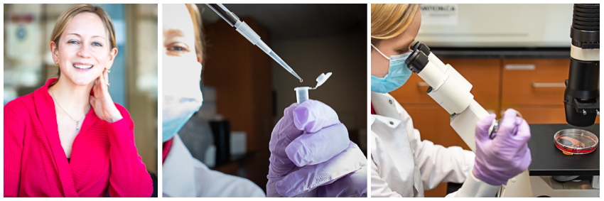 Ashleigh Stegelmeier (PhD, Pathobiology) in her lab at the University of Guelph