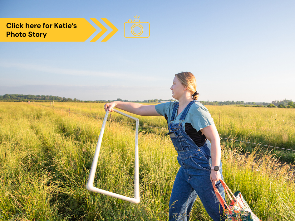 U of G graduate student in Animal Biosciences, Katie Kroeze in a field
