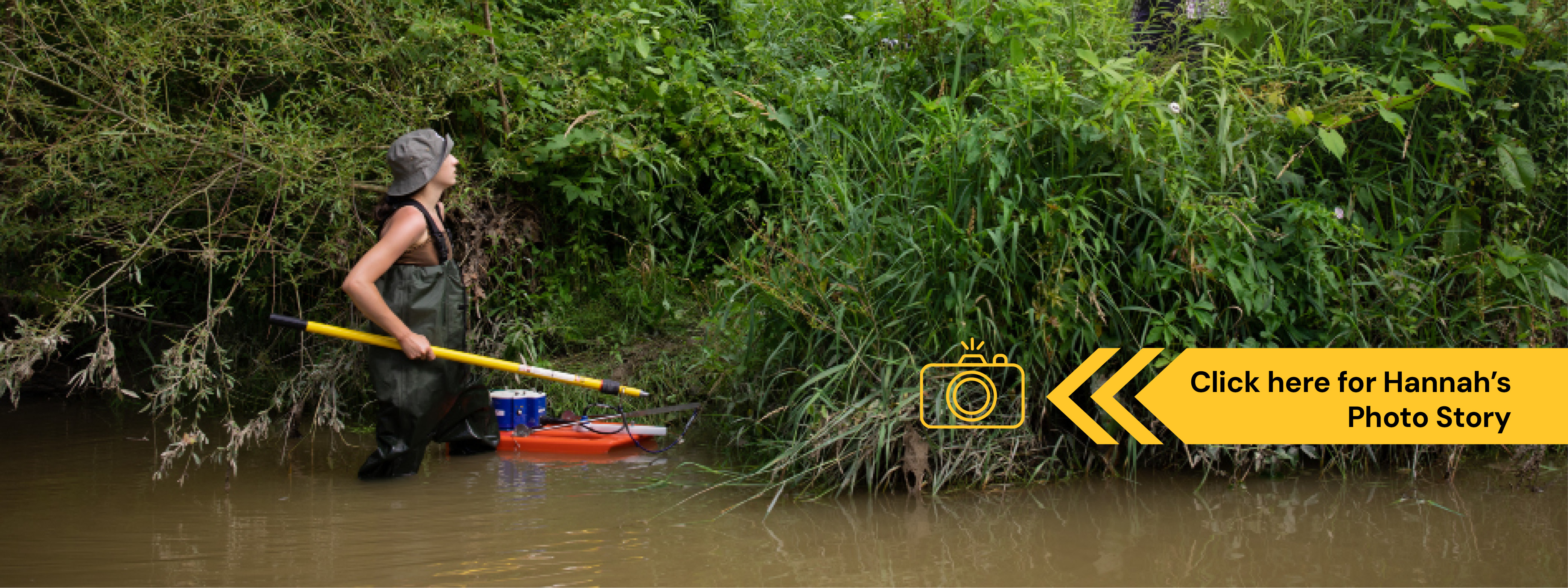 Hannah May, U of Guelph Engineering graduate student in a river