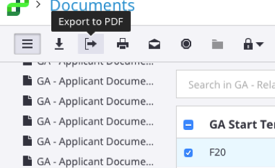 experience apps exporting to PDF button