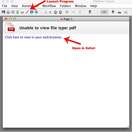 Diagram showing how to open pdf's when receiving the Unable to View File